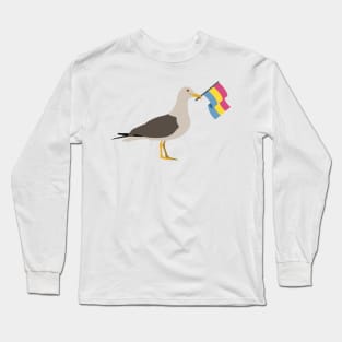 Seagull Holding Pansexual Pride Flag Long Sleeve T-Shirt